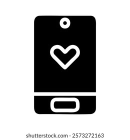 Smartphone with heart symbol. Concept of love, dating, and online relationships.