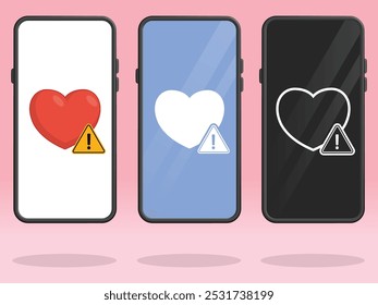 Smartphone Heart Triangle Health Warning Notice