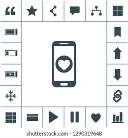 Smartphone with heart vector icon.