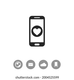 Smartphone con icono del vector del corazón.