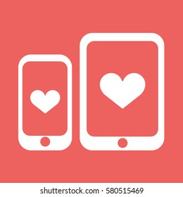 Smartphone with heart vector icon.