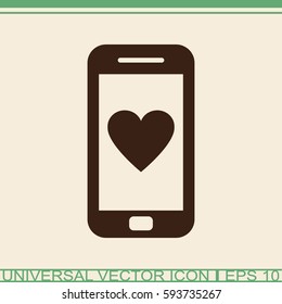 Smartphone with heart vector icon.