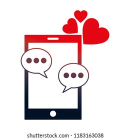 smartphone with hearts and speech bubbles