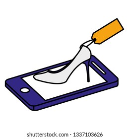 smartphone with heel shoe ecommerce