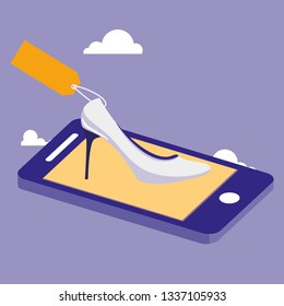 smartphone with heel shoe ecommerce
