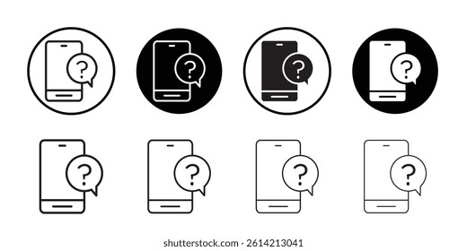 Smartphone Help and Support icon Black and white outline vector