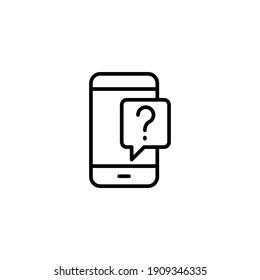Smartphone, Help and Support icon. Mobile Phone Online with Question Mark. Line Vector illustration. Design on white background. EPS 10