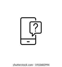 Smartphone, Help and Support icon. Mobile Phone Online with Question Mark. Line Vector illustration. Design on white background. EPS 10