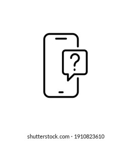 Smartphone, Help and Support icon. Mobile Phone Online with Question Mark. Line Vector illustration. Design on white background. EPS 10