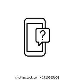 Smartphone, Help and Support icon. Mobile Phone Online with Question Mark. Line Vector illustration. Design on white background. EPS 10