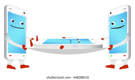 smartphone helping a broken smartphone