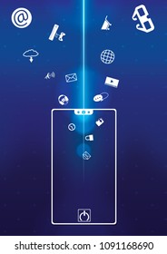 smartphone hi technology background draw  apps icon into smartphone