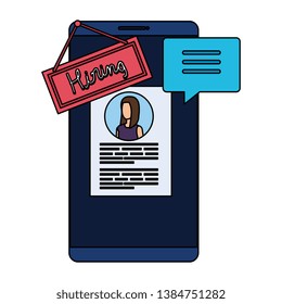 smartphone with hiring label and curriculum