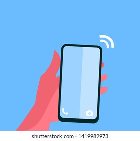 smartphone hold hand vector design