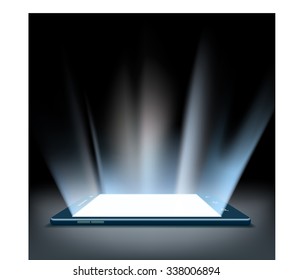 Smartphone With A Hologram Screen. Stock Vector Illustration.