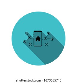 Smartphone, home applications long shadow icon. Simple glyph, flat vector of mobile concept icons for ui and ux, website or mobile application