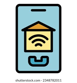 Smartphone home icon outline vector. Video work. Stay virtual color flat