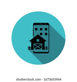 Smartphone, home, contraseña larga icono de sombra. Glifo simple, vector plano de iconos de concepto móvil para ui y ux, sitio web o aplicación móvil