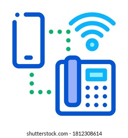 Smartphone and Home Telephone Wi-Fi Connection Icon Vector. Outline Smartphone and Home Telephone Wi-Fi Connection Sign. Isolated Contour Symbol Illustration