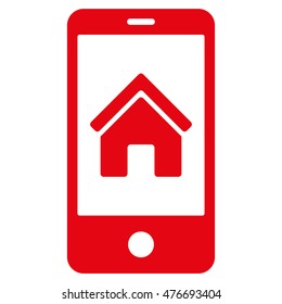 Smartphone Homepage icon. Vector style is flat iconic symbol, red color, white background.