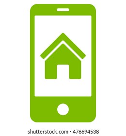 Smartphone Homepage icon. Vector style is flat iconic symbol, eco green color, white background.