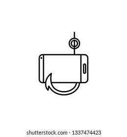 Smartphone, hook, fraudulent icon. Element of social addict icon. Thin line icon for website design and development, app development. Premium icon