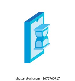 smartphone with hourglass isometric style icon vector illustration design