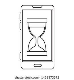 smartphone with hourglass time icon