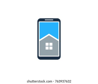 Smartphone House Icon Logo Design Element