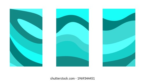 Smartphone hreen-blue wallpaper, digital background. Abstract design template backdrop for mobile. Isolated. Vector illustration.