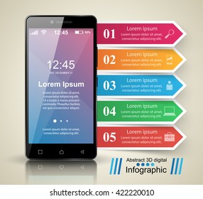 Smartphone icon. 3d infographic design template and marketing icons.