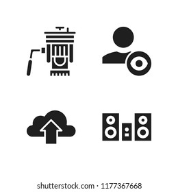 smartphone icon. 4 smartphone vector icons set. tripod, upload and user icons for web and design about smartphone theme