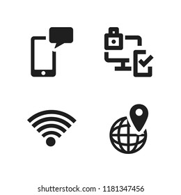 smartphone icon. 4 smartphone vector icons set. wifi sign, sms and location icons for web and design about smartphone theme
