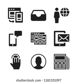 smartphone icon. 9 smartphone vector icons set. message on phone, responsive and mockup icons for web and design about smartphone theme