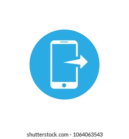 Smartphone icon with an arrow icon. File loading sign on the phone. Vector illustration, flat design.
