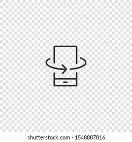 Smartphone icon with arrow in linear style.