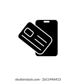 smartphone icon with atm card, digital payment icon, simple flat style, illustration, logo sign symbol pictogram template, for ui or ux isolated on white for mobile app, editable