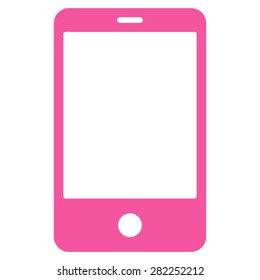Smartphone icon from Basic Plain Icon Set. Style: flat vector image, pink color, rounded angles, white background.
