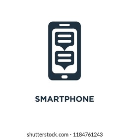 Smartphone icon. Black filled vector illustration. Smartphone symbol on white background. Can be used in web and mobile.