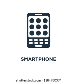 Smartphone icon. Black filled vector illustration. Smartphone symbol on white background. Can be used in web and mobile.