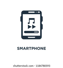Smartphone icon. Black filled vector illustration. Smartphone symbol on white background. Can be used in web and mobile.