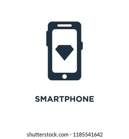 Smartphone icon. Black filled vector illustration. Smartphone symbol on white background. Can be used in web and mobile.