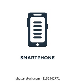 Smartphone icon. Black filled vector illustration. Smartphone symbol on white background. Can be used in web and mobile.