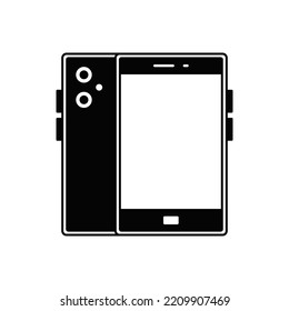 Icono de Smartphone en glifo plano negro, estilo relleno aislado en fondo blanco
