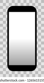 Smartphone icon - black with turned on white gradient screen, isolated - vector illustration
