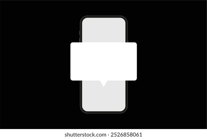 Icono del smartphone con el cuadro de diálogo en blanco. Plantilla vacía blanca de la burbuja del discurso de mensajería. charla a través de la burbuja en el teléfono. imagen gráfica. alta calidad. ilustración diseño gráfico del Vector