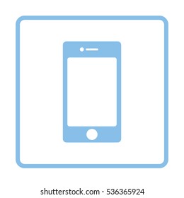 Smartphone icon. Blue frame design. Vector illustration.