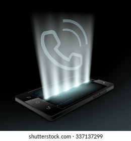 Smartphone with icon the call. Technology background. Stock vector illustration.