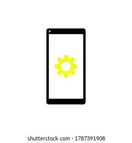 Icono de Smartphone, teléfono móvil, icono de teléfono con configuración de señal. Icono de Smartphone y personalizar, configurar, administrar, procesar el símbolo. Vector