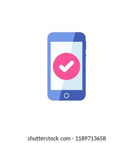 スマートフォンのアイコン 携帯電話 チェックマークと携帯電話のアイコン スマートフォンのアイコンと 承認済み 確認済み 完了済み ティック 完了済みの 記号 携帯電話の表示ベクター画像 確認 電話をチェックイン のベクター画像素材 ロイヤリティフリー